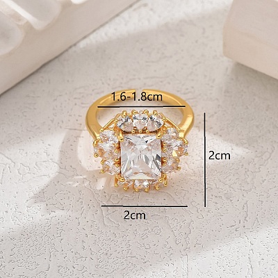 Luxurious Copper Zircon Flower Ring for Women Party Wedding Vacation DY5013-1-1