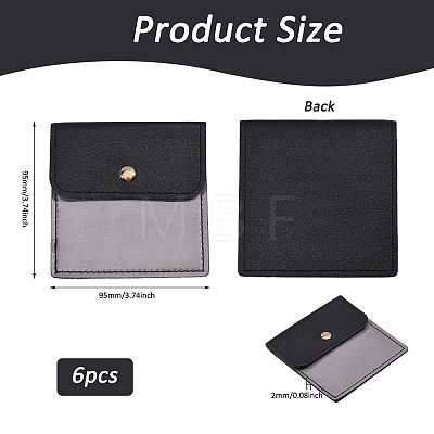 6Pcs PU Leather with PVC Pouches with Snap Button ABAG-WH0072-036A-1