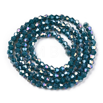 Opaque Solid Color Electroplate Glass Beads Strands EGLA-A039-P2mm-B18-1