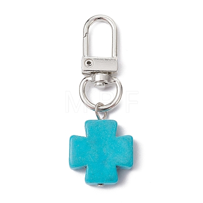Synthetic Turquoise Cross Pendant Decorations HJEW-JM01530-A-1