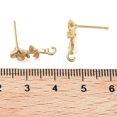 Brass Micro Pave Cubic Zirconia Studs Earring Findings KK-K364-04G-1