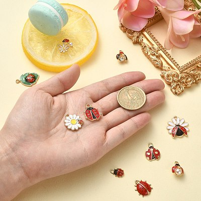 50Pcs 10 Styles Alloy Enamel Pendants ENAM-CJ0005-36-1