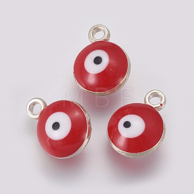 Double-sided Platinum Plated Alloy Enamel Charms ENAM-WH0046-B03-1