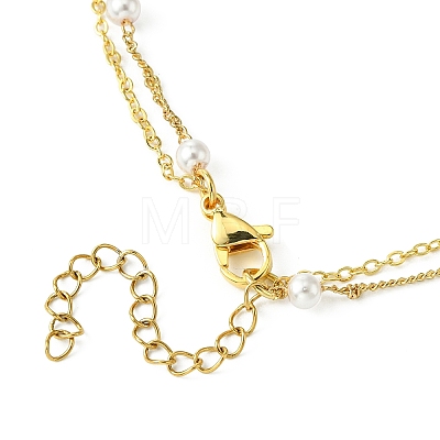 Brass and ABS Imitation Pearl Layered Necklace for Women NJEW-JN04911-02-1