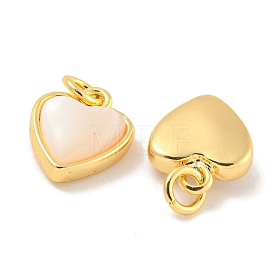 Natural Shell & Brass Heart Charms with Jump Rings X-KK-P275-09G-1