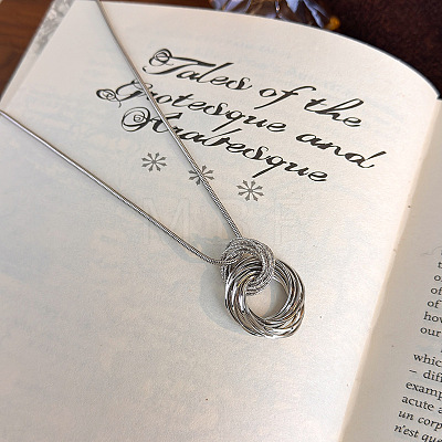 Iron Multiple Ring Pendant Necklaces for Women Men WG9332D-02-1