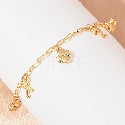 Brass Charm Bracelets BJEW-F545-01A-G-1