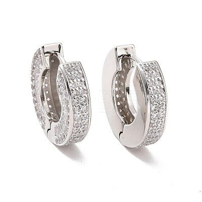 Clear Cubic Zirconia Hinged Hoop Earrings KK-D079-06P-1