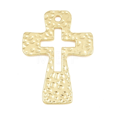 Textured Brass Connector Charm KK-CBA95AE-02C-G-1