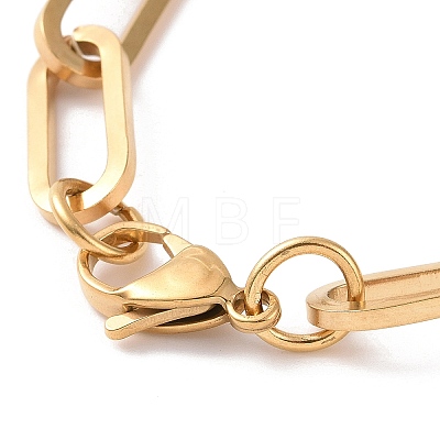 Vacuum Plating 304 Stainless Steel Paperclip Chain Bracelet for Men Women BJEW-E031-04G-01-1