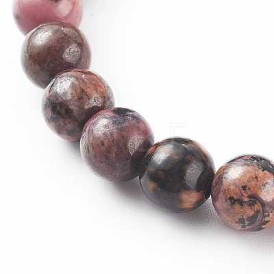 Natural Rhodonite Beaded Stretch Bracelets BJEW-JB06086-02-1