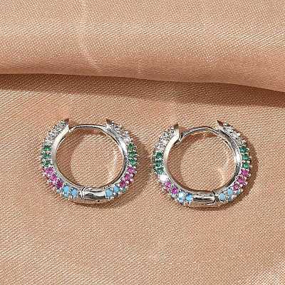 Brass Micro Pave Cubic Zirconia Hoop Earrings EJEW-C181-13P-1