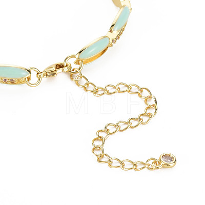 Brass Micro Pave Cubic Zirconia Link Chain Bracelet for Women BJEW-T020-05G-05-1