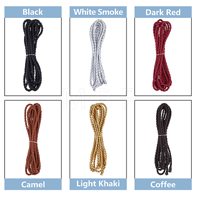 DICOSMETIC 6Pcs 6 Colors Braided Imitation Leather Cords OCOR-DC0001-10B-1