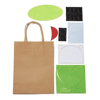 DIY Rectangle with Frog Pattern Kraft Paper Bag Making Set DIY-F079-03-1