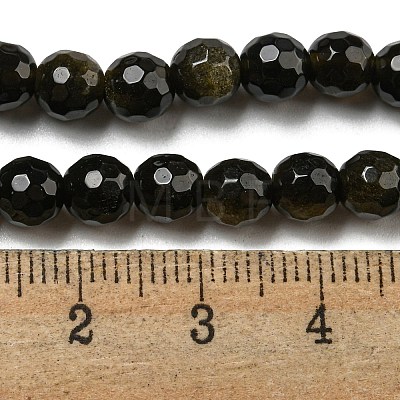 Natural Golden Sheen Obsidian Beads Strands G-E571-A01-01-1