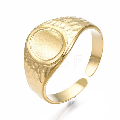 304 Stainless Steel Oval Open Cuff Ring RJEW-T023-54G-1