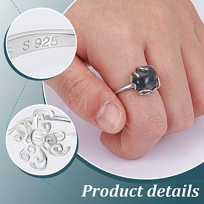 1Pc 925 Silver Ring Adjustable Ring Findings FIND-UN0016-37-1