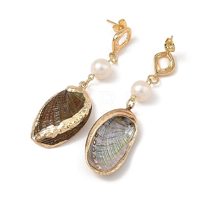 Natural Paua Shell Stud Earrings EJEW-JE07372-1