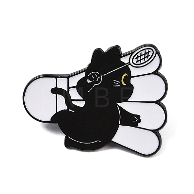 Cat with Badminton Sport Enamel Pins JEWB-I052-05EB-02-1