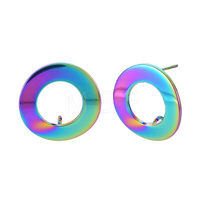 Rainbow Color 304 Stainless Steel Stud Earring Findings STAS-N098-018-1