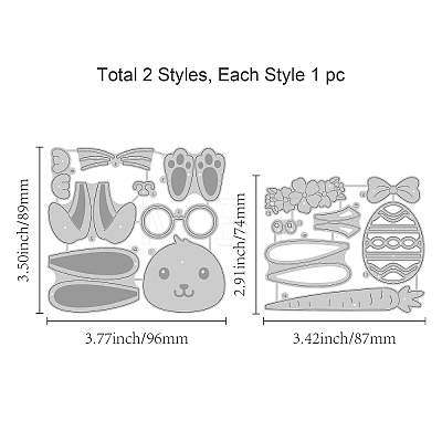 2Pcs 2 Styles Easter Theme Carbon Steel Cutting Dies Stencils DIY-WH0309-699-1