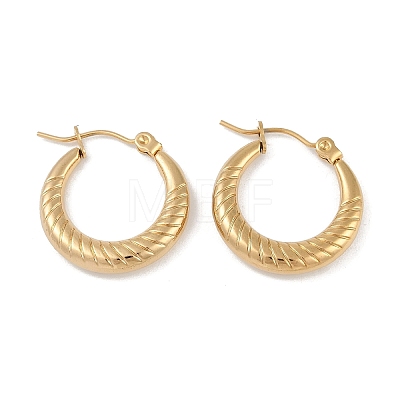 PVD Vacuum Plating 201 Stainless Steel Textured Hoop Earrings EJEW-I309-53A-G-1