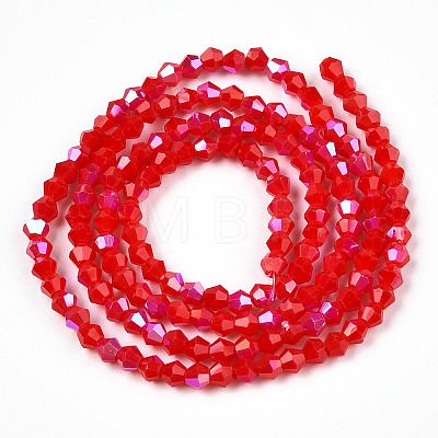 Opaque Solid Color Electroplate Glass Beads Strands EGLA-A039-P2mm-L02-1