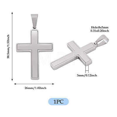 1Pc Brushed 304 Stainless Steel Pendants STAS-TADJ0001-07P-1