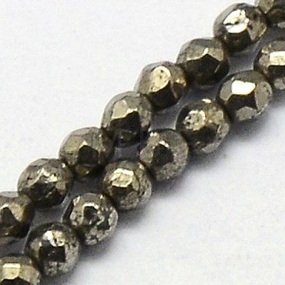 Natural Pyrite Beads Strands G-L031-2mm-03-1