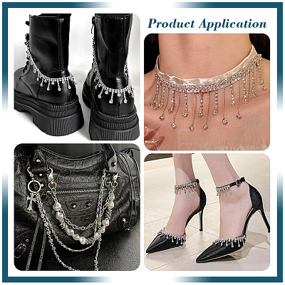 4Pcs Iron Rhinestone Tassel Boot Strap Chains HJEW-PH02568-1