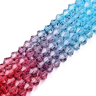 Gradient Color Baking Paint Glass Bead Strands LS-DGLA-A039-T4mm-A017-1