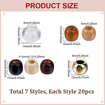 140Pcs 7 Styles Resin & Wood & ABS Plastic European Beads Sets OPDL-ME0001-02-1