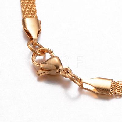 304 Stainless Steel Mesh Chain Necklaces NJEW-G256-02-1