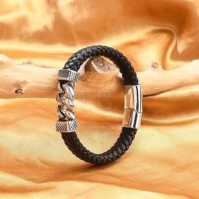 Braided Leather Cord Bracelets for Men BJEW-Z081-18P-1