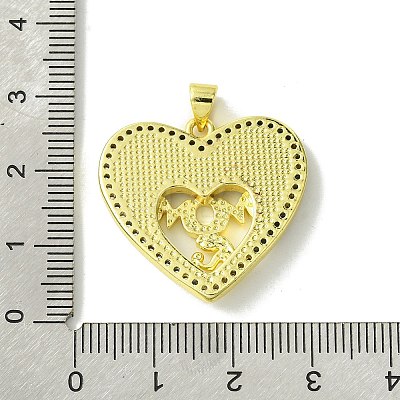 Mother's Day Real 18K Gold Plated Brass Micro Pave Clear Cubic Zirconia Pendants KK-H472-13G-04-1