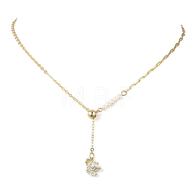 Adjustable Brass Cable Chain & Paperclip Chain Lariat Necklaces NJEW-JN06150-02-1