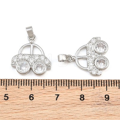 Brass Micro Pave Clear Cubic Zirconia Pendants CU-CBABDE1-12P-1