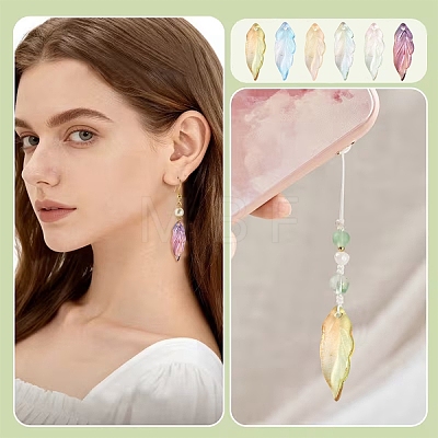 180Pcs 6 Colors Baking Paint Transparent Glass Pendants DGLA-YW0001-68-1