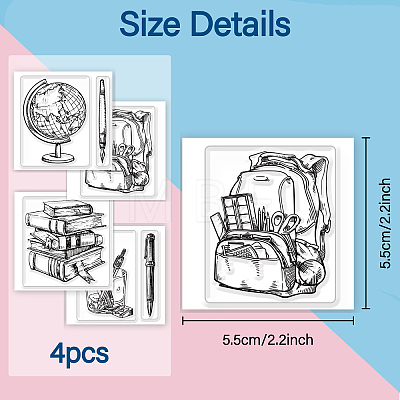 4Pcs 4 Styles PVC Stamp DIY-WH0487-0029-1