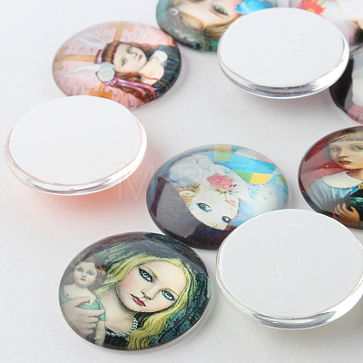 Girl Printed Glass Cabochons X-GGLA-A002-12mm-PP-1