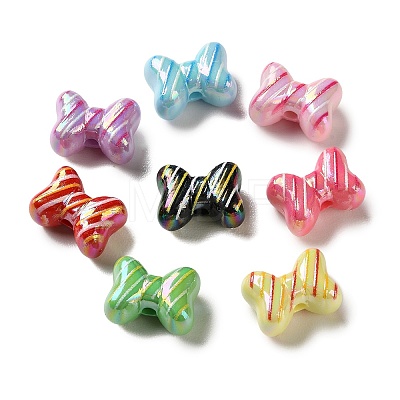 Electroplate Printed Opaque Acrylic Beads OACR-P038-02A-M-1