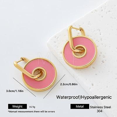 304 Stainless Steel Enamel Hoop Dangle Earrings for Women OP9359-1-1