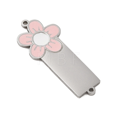 304 Stainless Steel Pink Enamel Connector Charms STAS-P377-14P-B-1