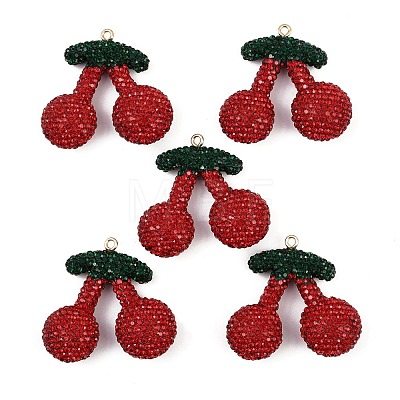 Alloy Clay Rhinestone Pendants RB-P038-05B-G-1