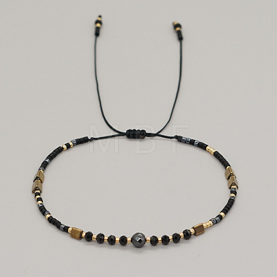 Natural Lapis Lazuli & Glass Seed Beads Braided Bead Bracelets for Women WH4372-1-1