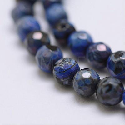 Faceted Natural Fire Crackle Agate Beads Strands G-F447-4mm-A19-1