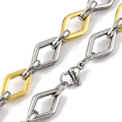 201 Stainless Steel Rhombus Links Chain Necklace NJEW-F22-39N-GP-1