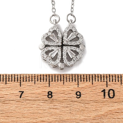 Clover 304 Stainless Steel Rhinestone Pendant Necklaces for Women LS-NJEW-M107-03P-1