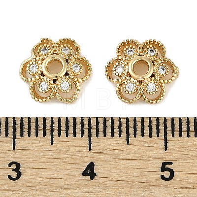 Brass Micro Pave Clear Cubic Zirconia Bead Caps KK-I719-13A-G-1